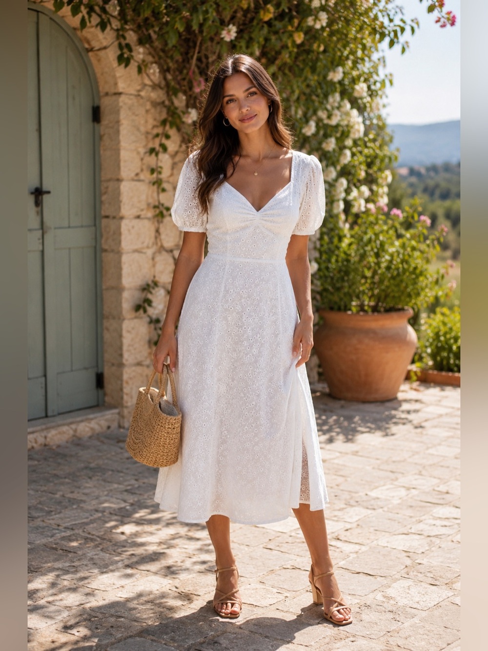MINKPINK Idalia Cotton Eyelet Embroidered Midi Dress